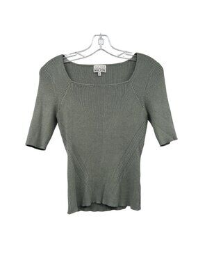 Major Label Group Short Sleeve Sweater Cut Out Back Ribbed Green Size Medium